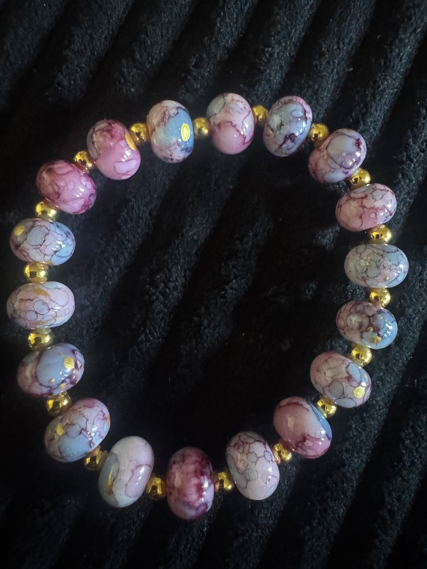 Mosaic Oil Glass Stretch Bracelet