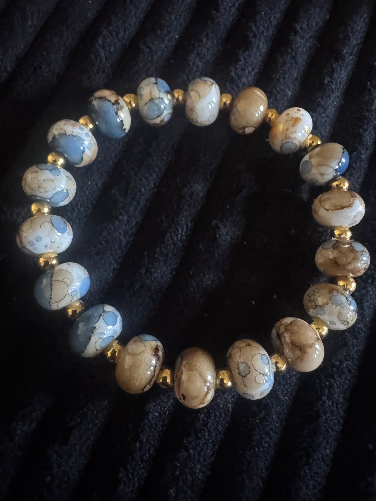 Mosaic Oil Glass Stretch Bracelet