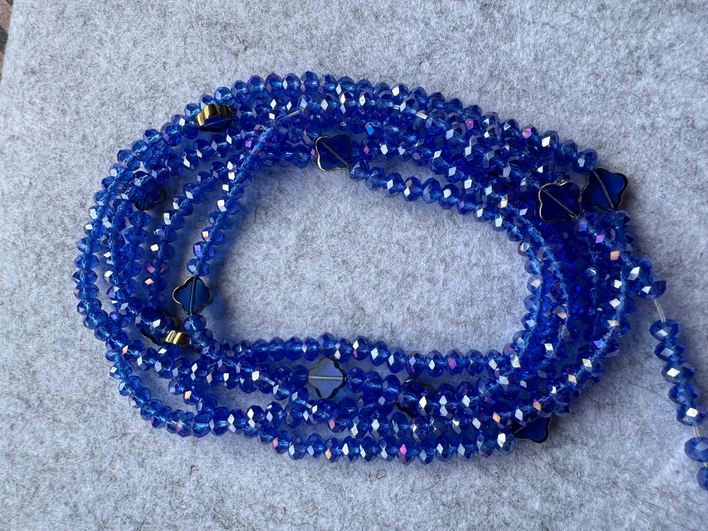 Blue Clover Crystal Waist Beads