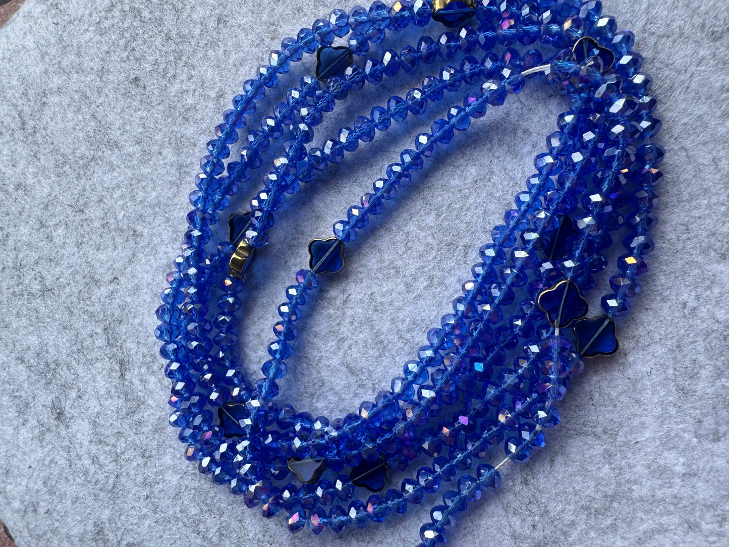 Blue Clover Crystal Waist Beads