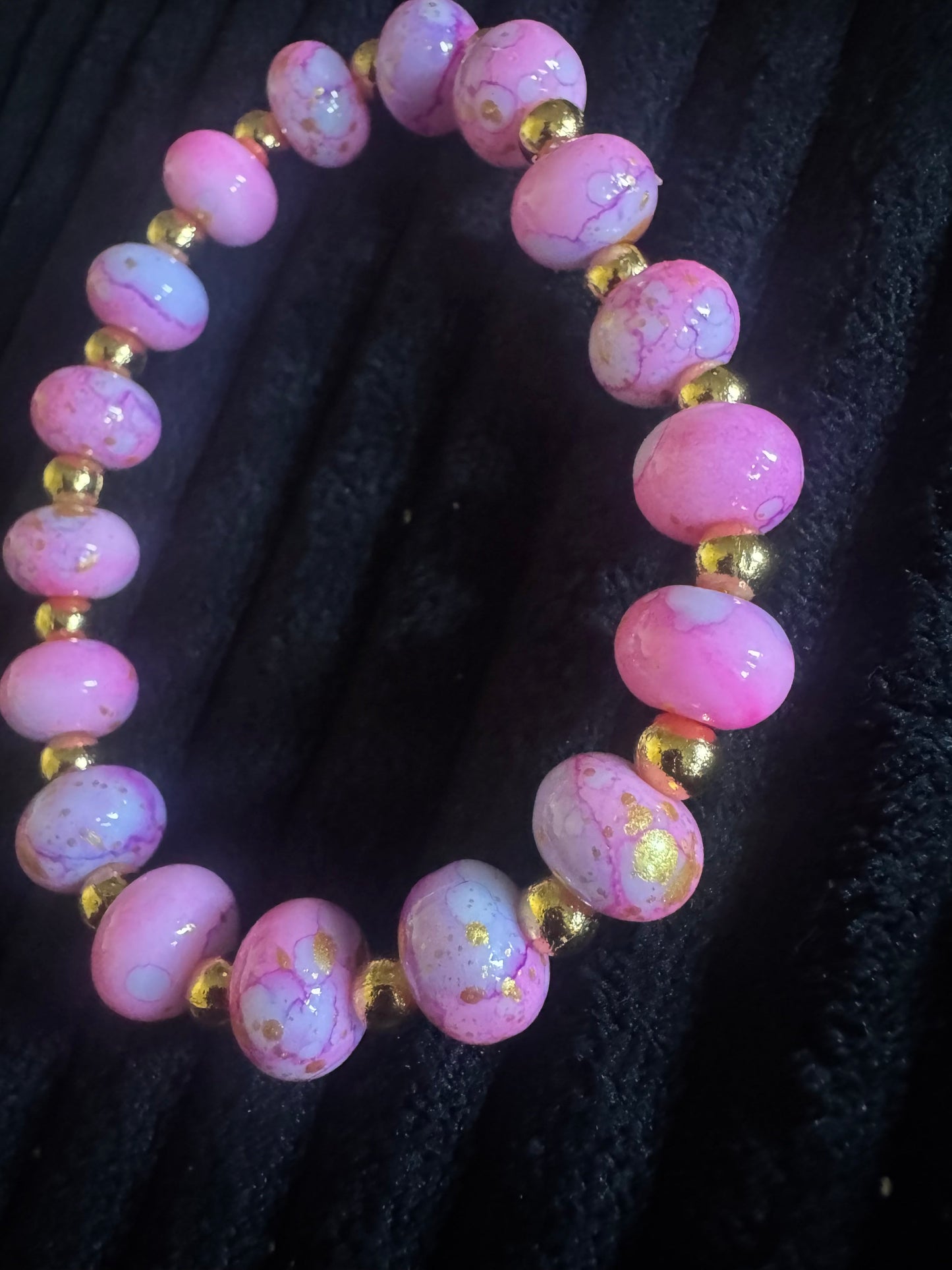 Mosaic Oil Glass Stretch Bracelet