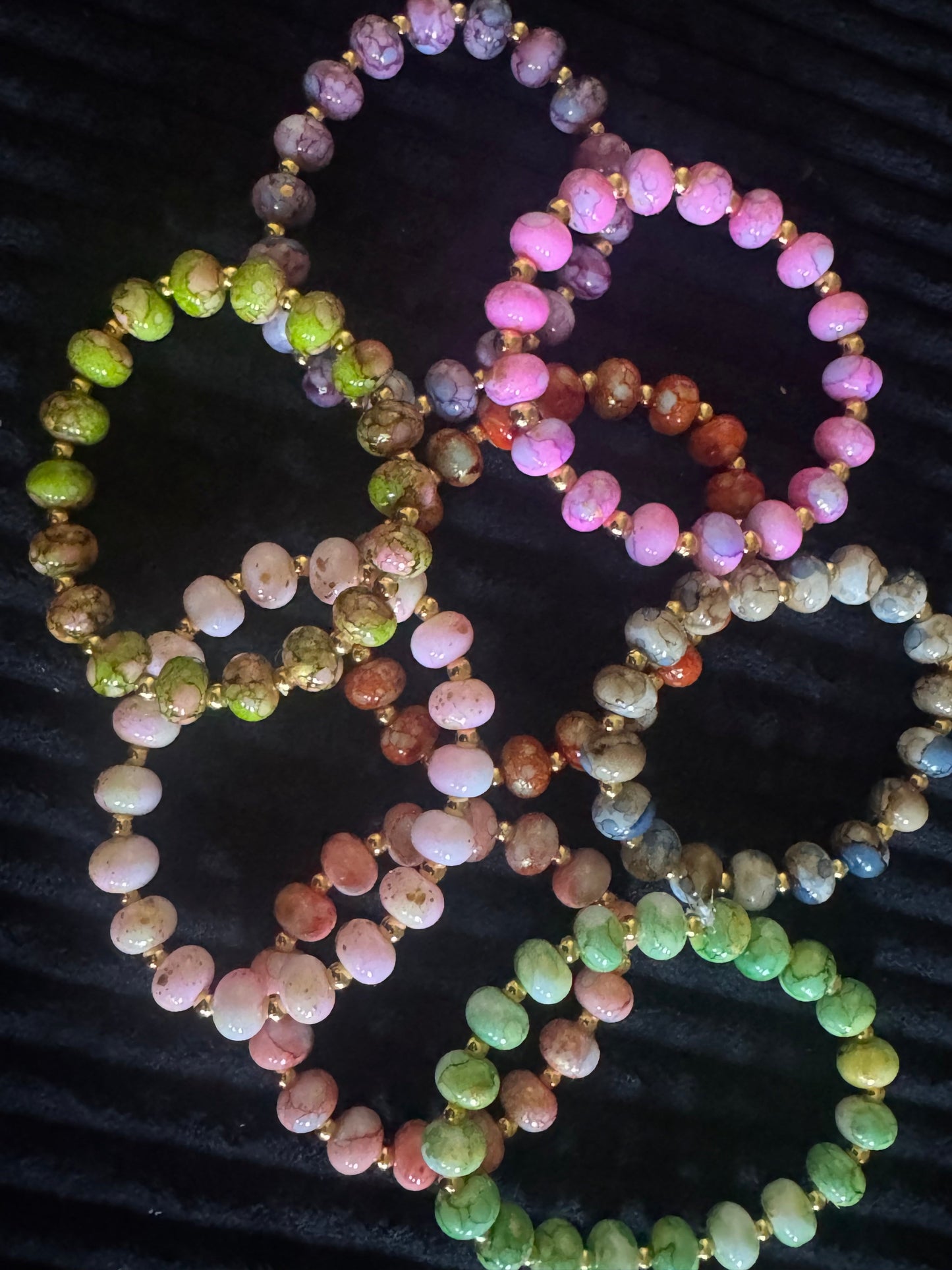 Mosaic Oil Glass Stretch Bracelet