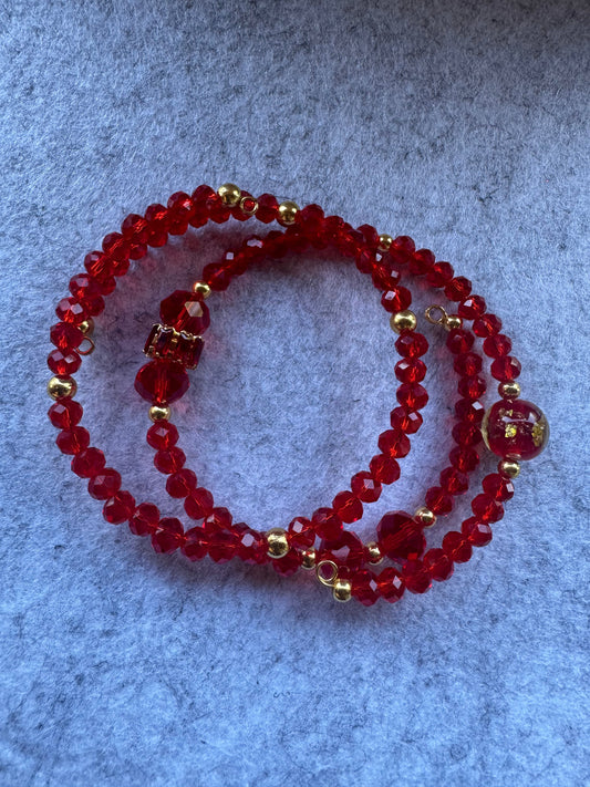 Crimson Luxe Stack Bracelet Set