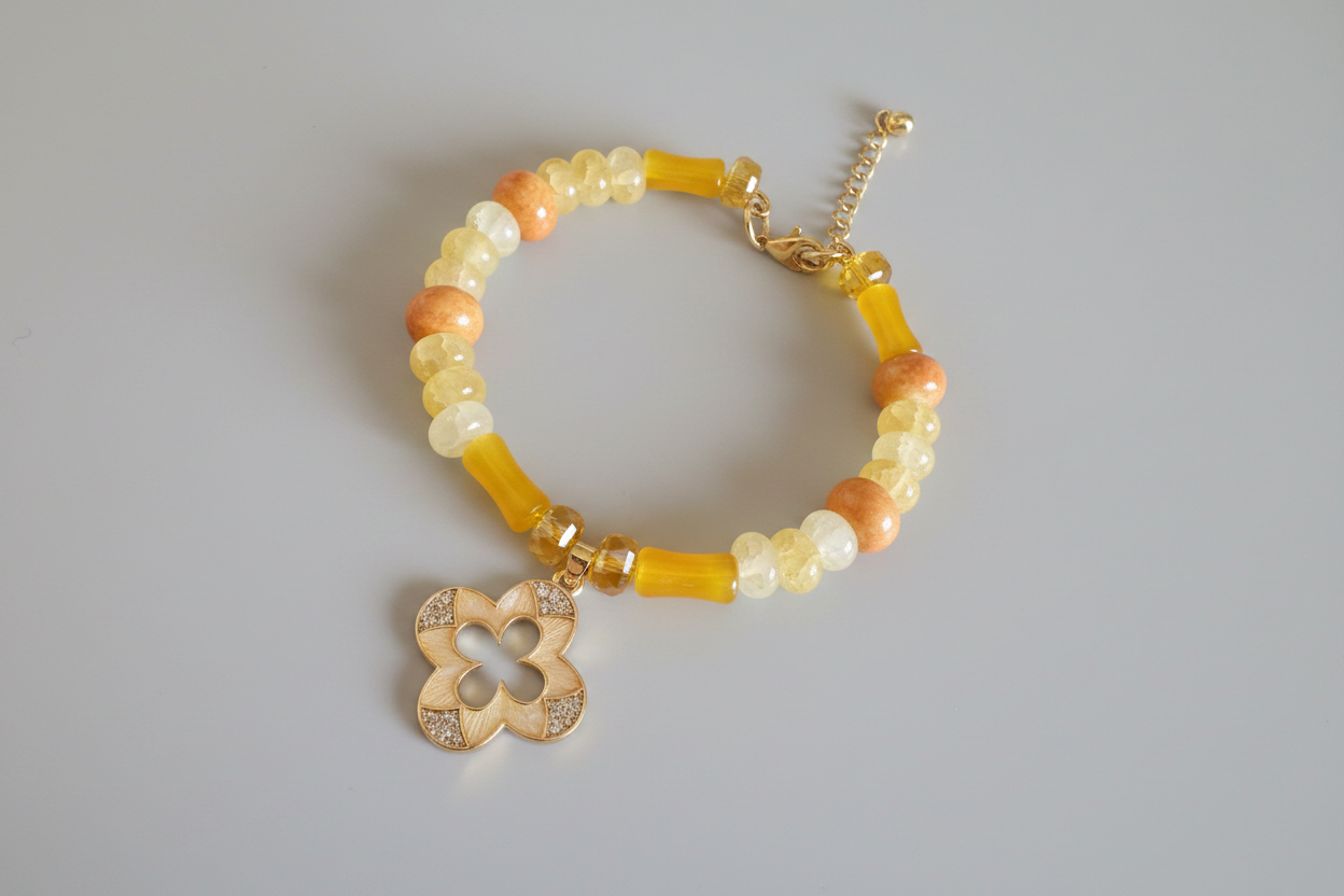 Yellow Flower Charm Bracelet